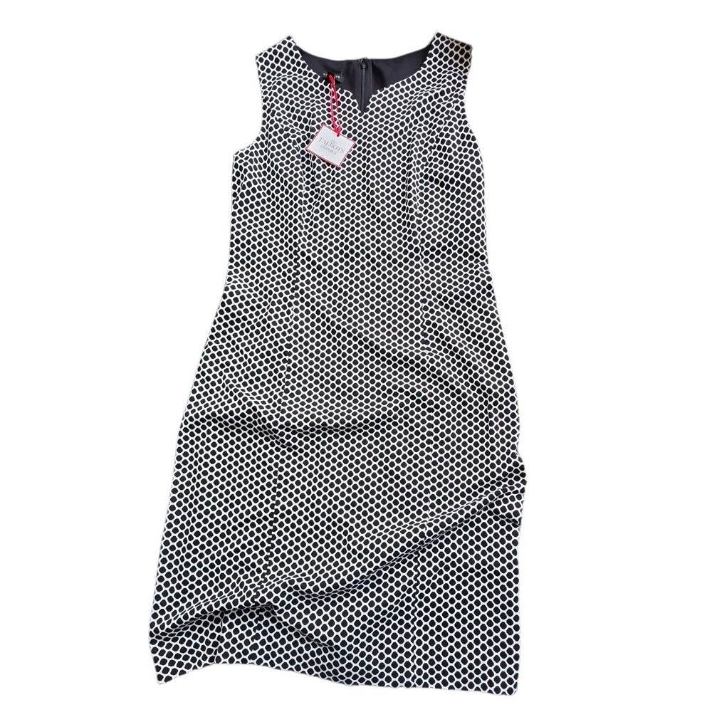 Talbots Black‎ White Geometric Print Sleeveless Dress Notch Neckline Knit 4